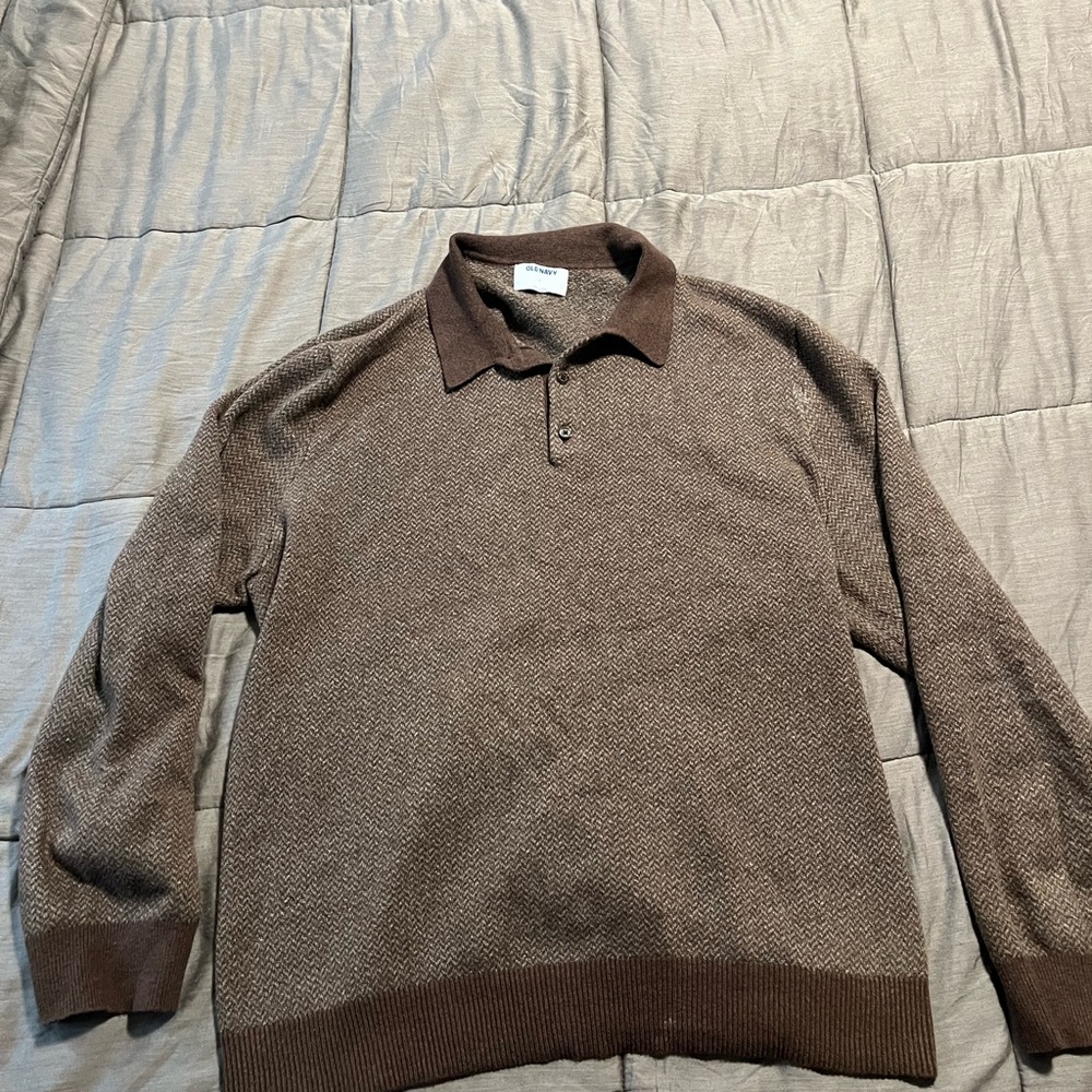 Old Navy Men's Brown Collared Sweater